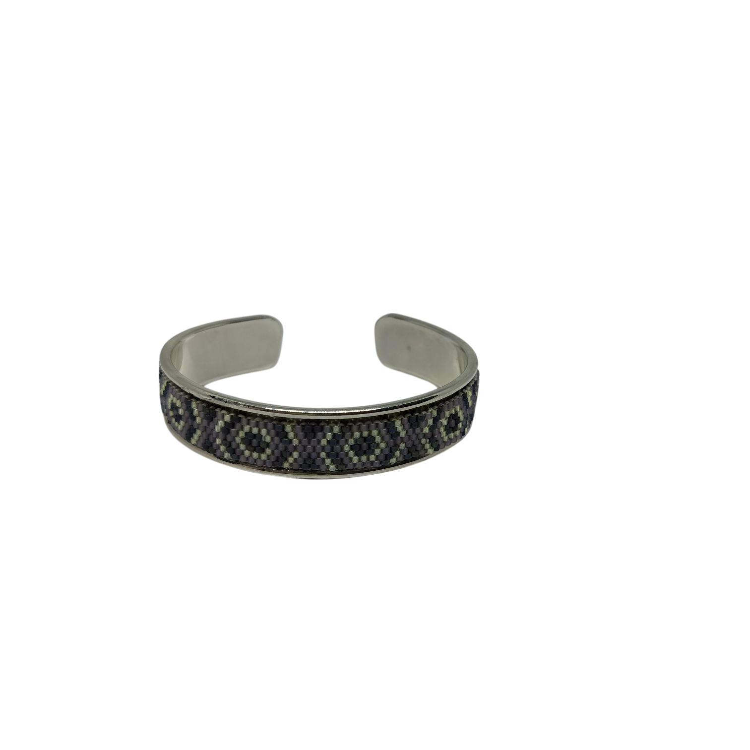 Cuff armband met luxe paars/silver kralenwerk
