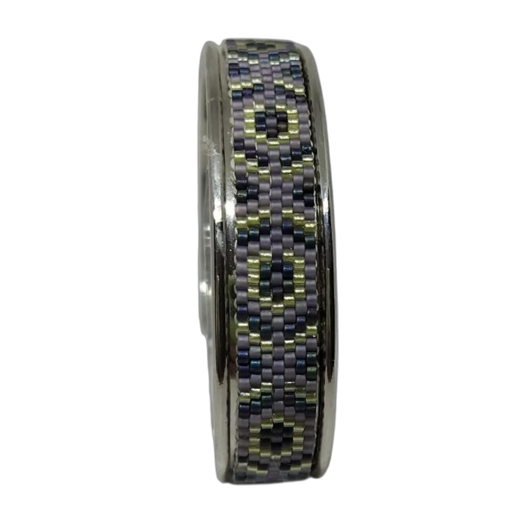 Cuff armband met luxe paars/silver kralenwerk