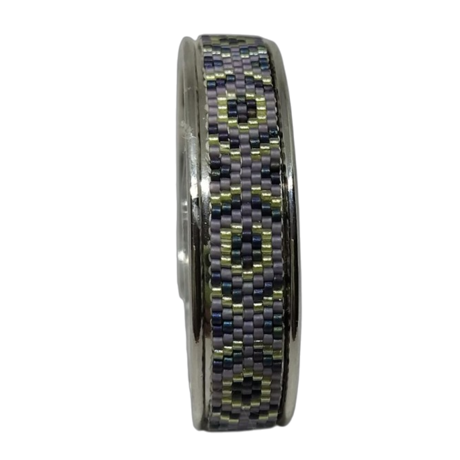 Cuff armband met luxe paars/silver kralenwerk