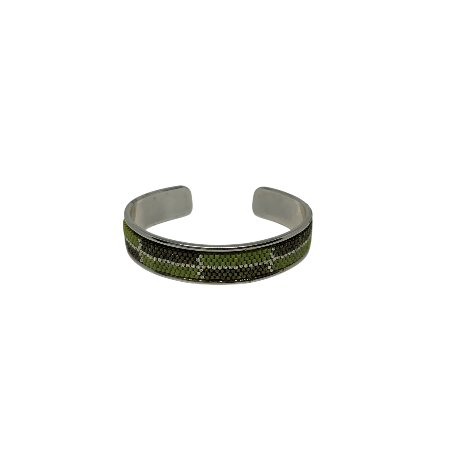 Cuff armband met luxe donkergroen kralenwerk