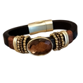Armband lederlook met gefacetteerde steen