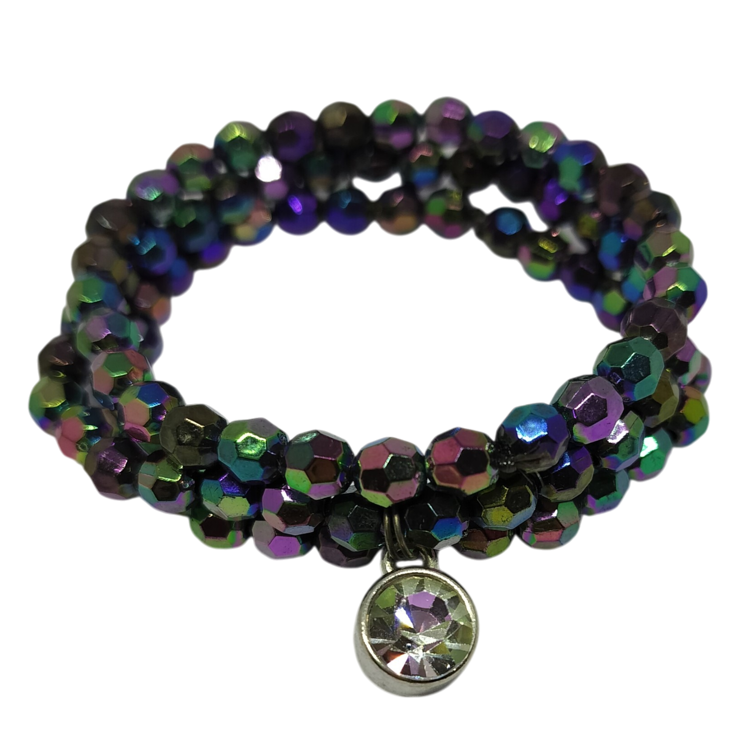 Armbandenset iriserend met bedel