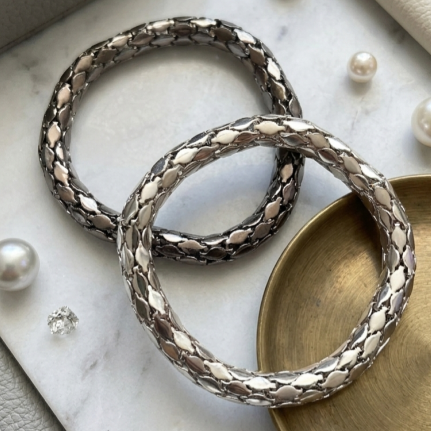 Armbanden geschubd Zilver/Antraciet