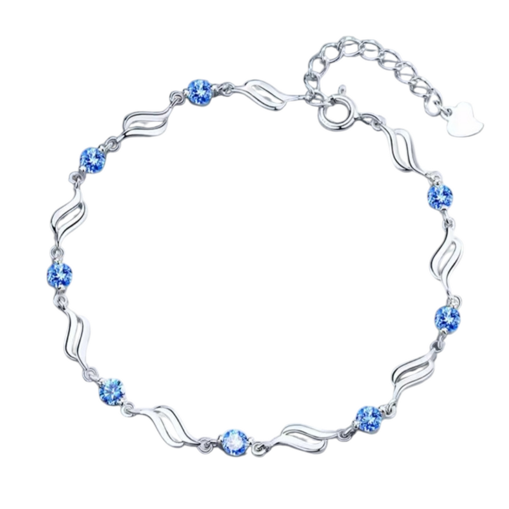 Armband (925K) met blauw strass steentje