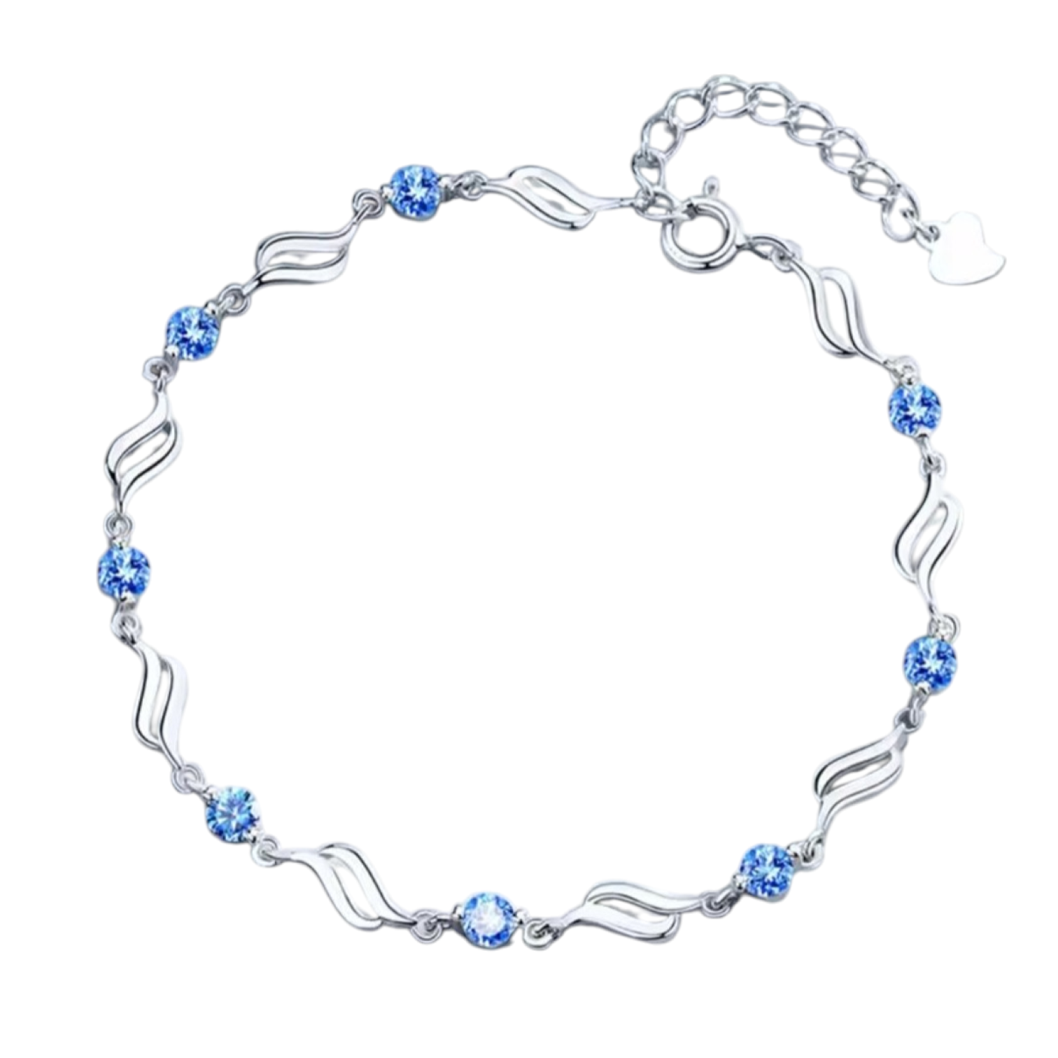 Armband (925K) met blauw strass steentje