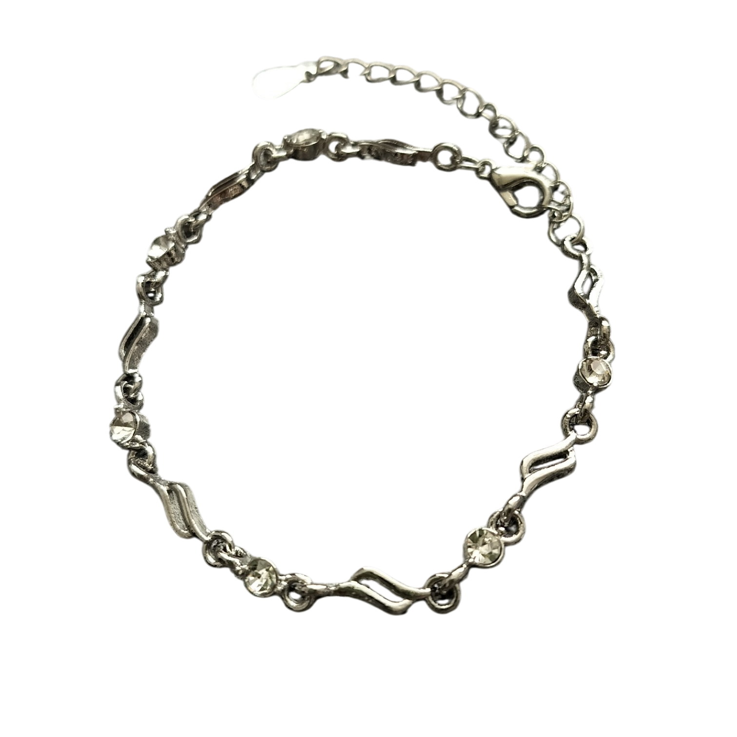 Armband (925k) met wit strass steentje