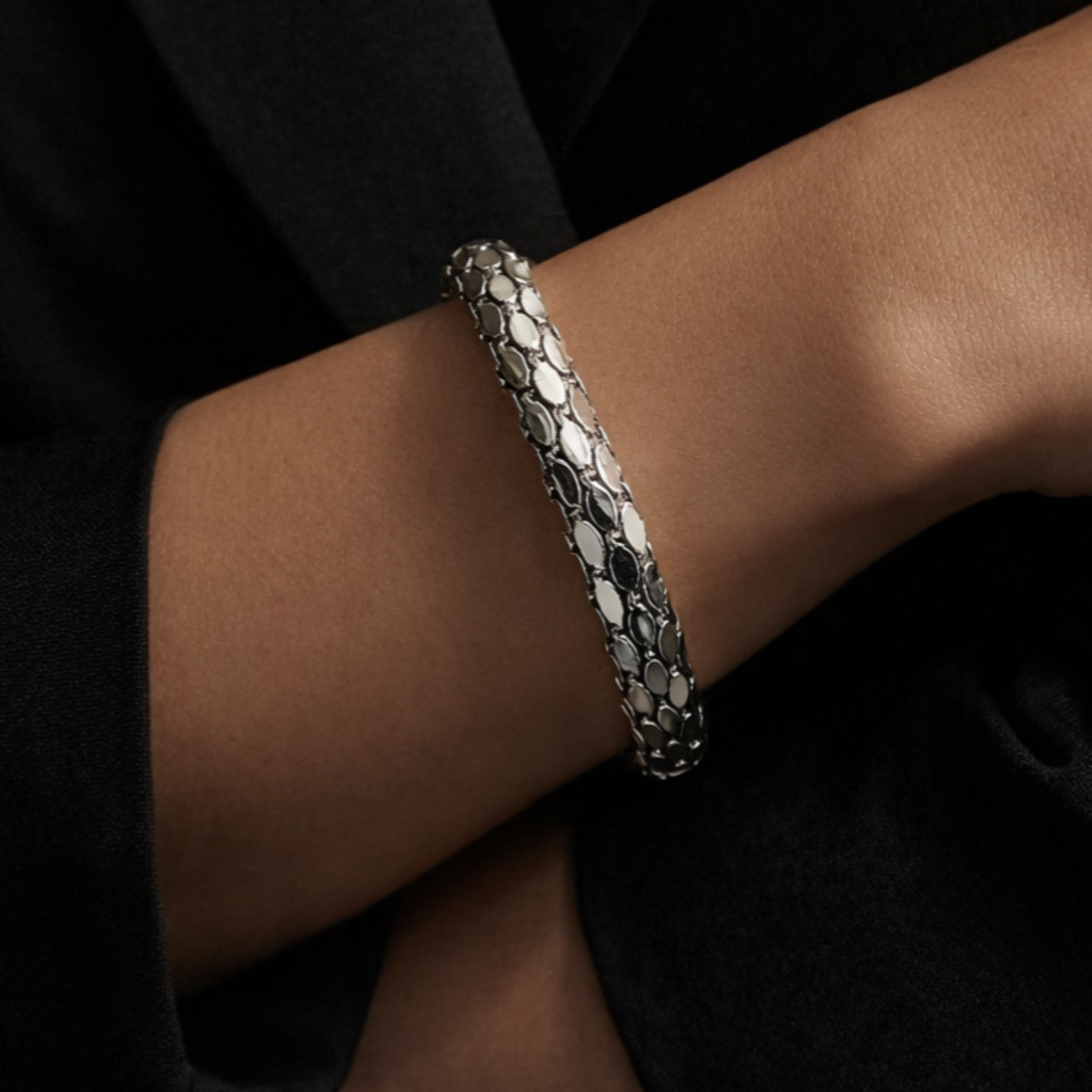 Armbanden geschubd Zilver/Antraciet
