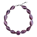 Ketting (kort) grote lila gemarmerde kraal