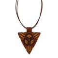 Ketting 3-hoekige bedel bruin/geel (Miyuki)