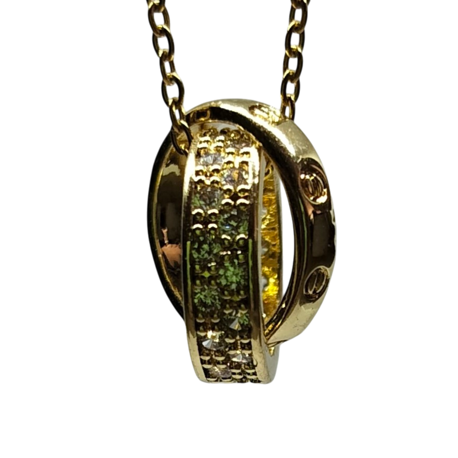 Ketting goudkleurig hanger '2-rings'