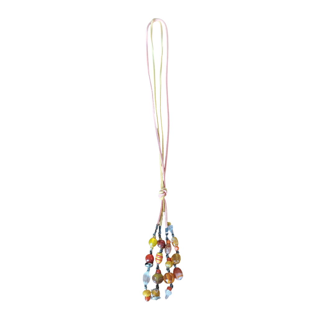 Ketting koord oranje/geel met clusterhanger