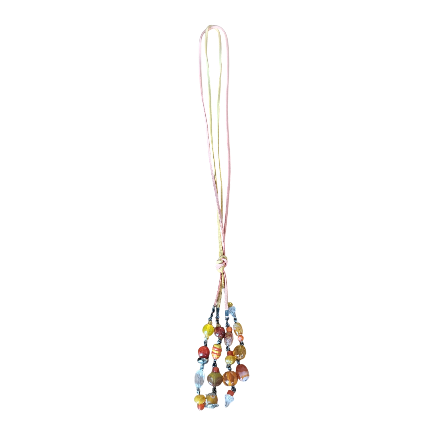 Ketting koord oranje/geel met clusterhanger