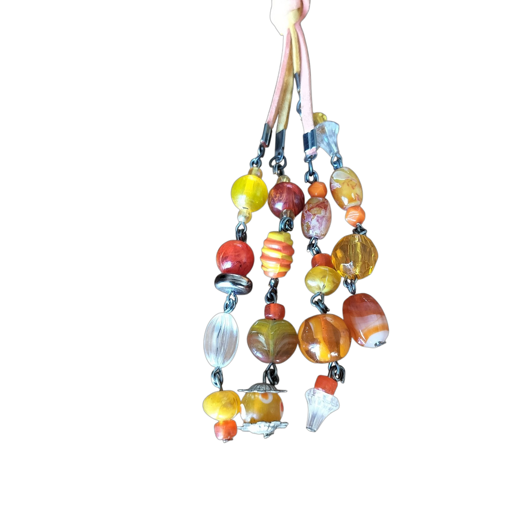 Ketting koord oranje/geel met clusterhanger