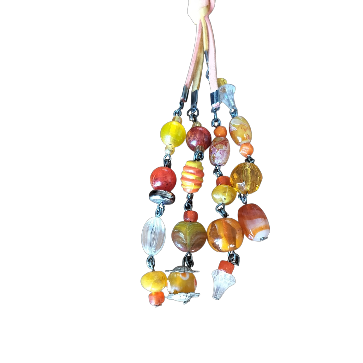 Ketting koord oranje/geel met clusterhanger