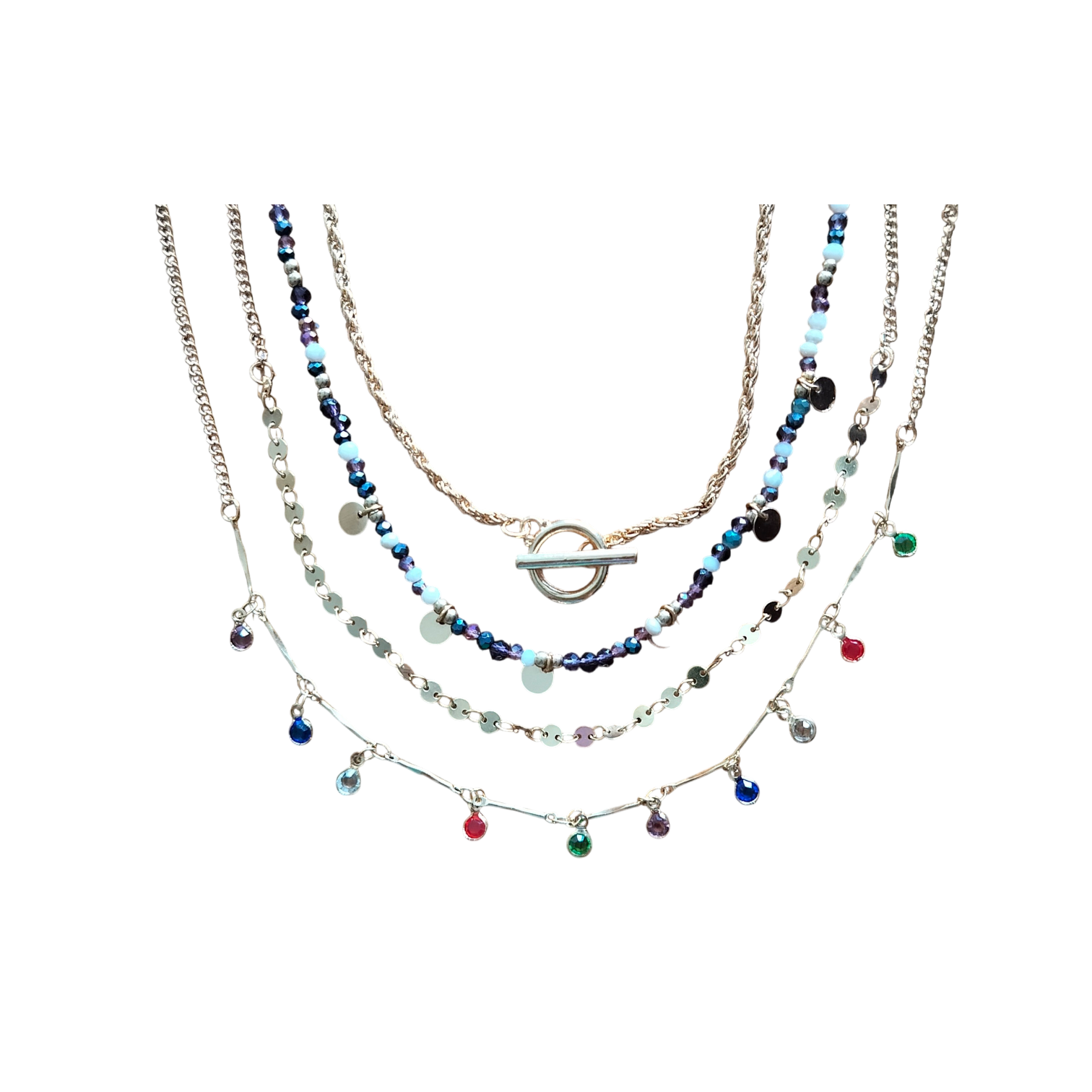 Ketting set gelaagd met kleurrijke accenten