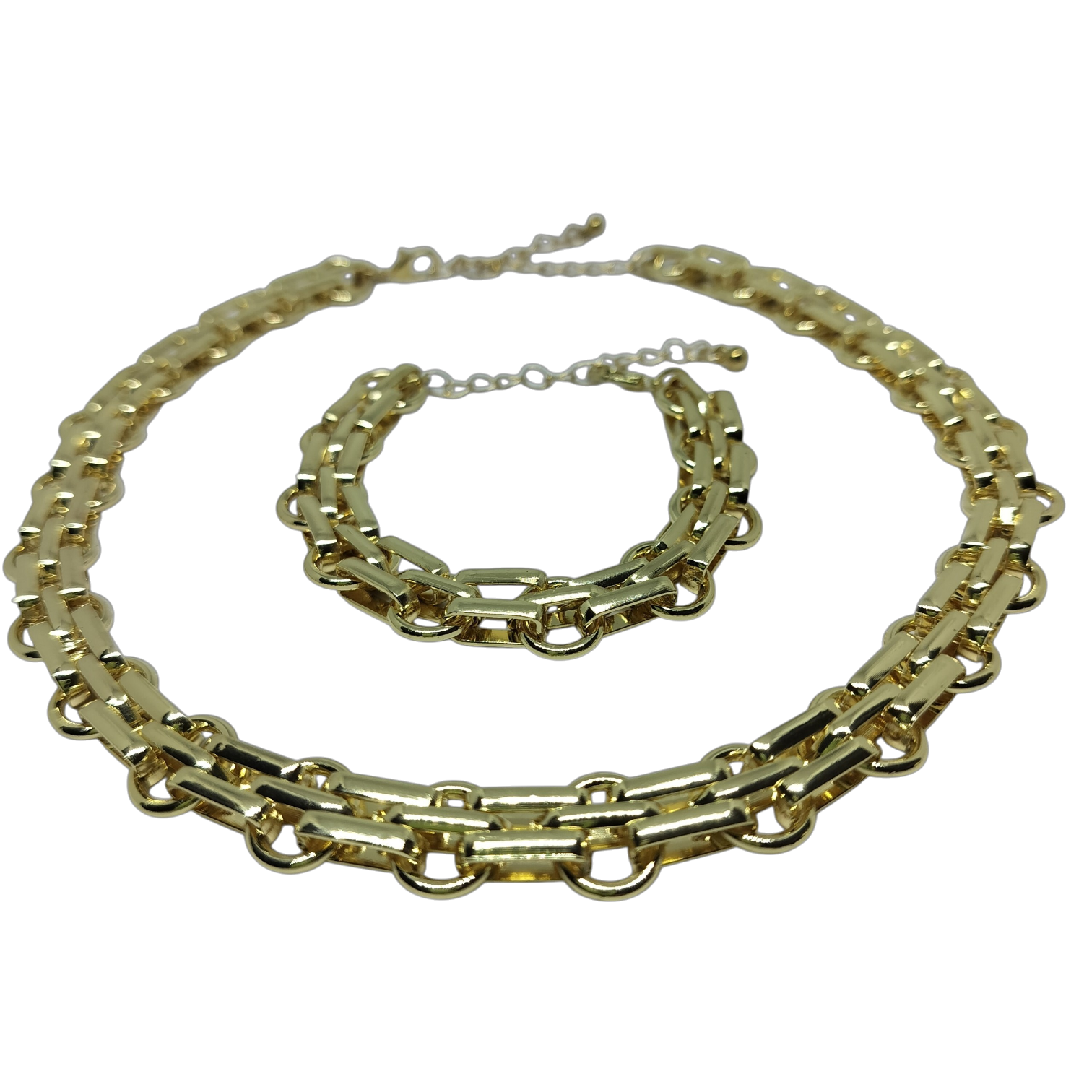 Sieradenset goudkleurige schakelketting incl. armband
