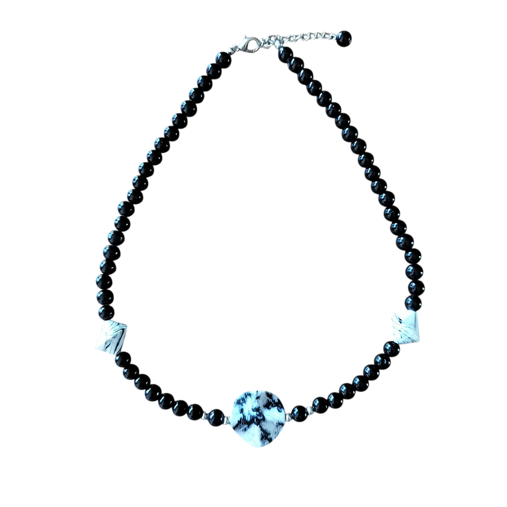 Ketting zwart met gecentreerde platte gemêleerde disk