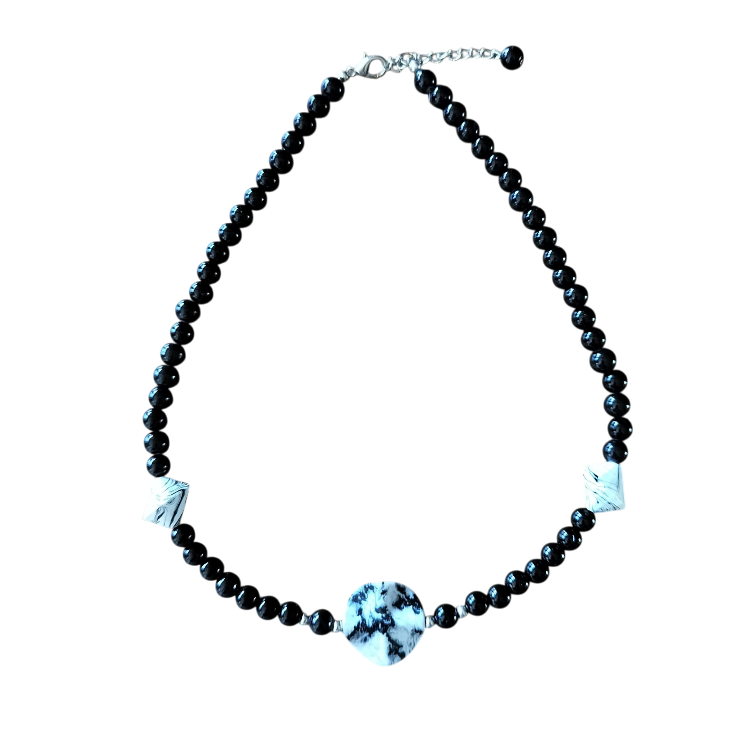 Ketting zwart met gecentreerde platte gemêleerde disk