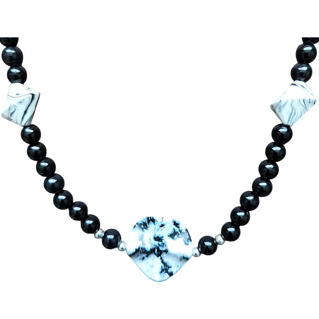 Ketting zwart met gecentreerde platte gemêleerde disk