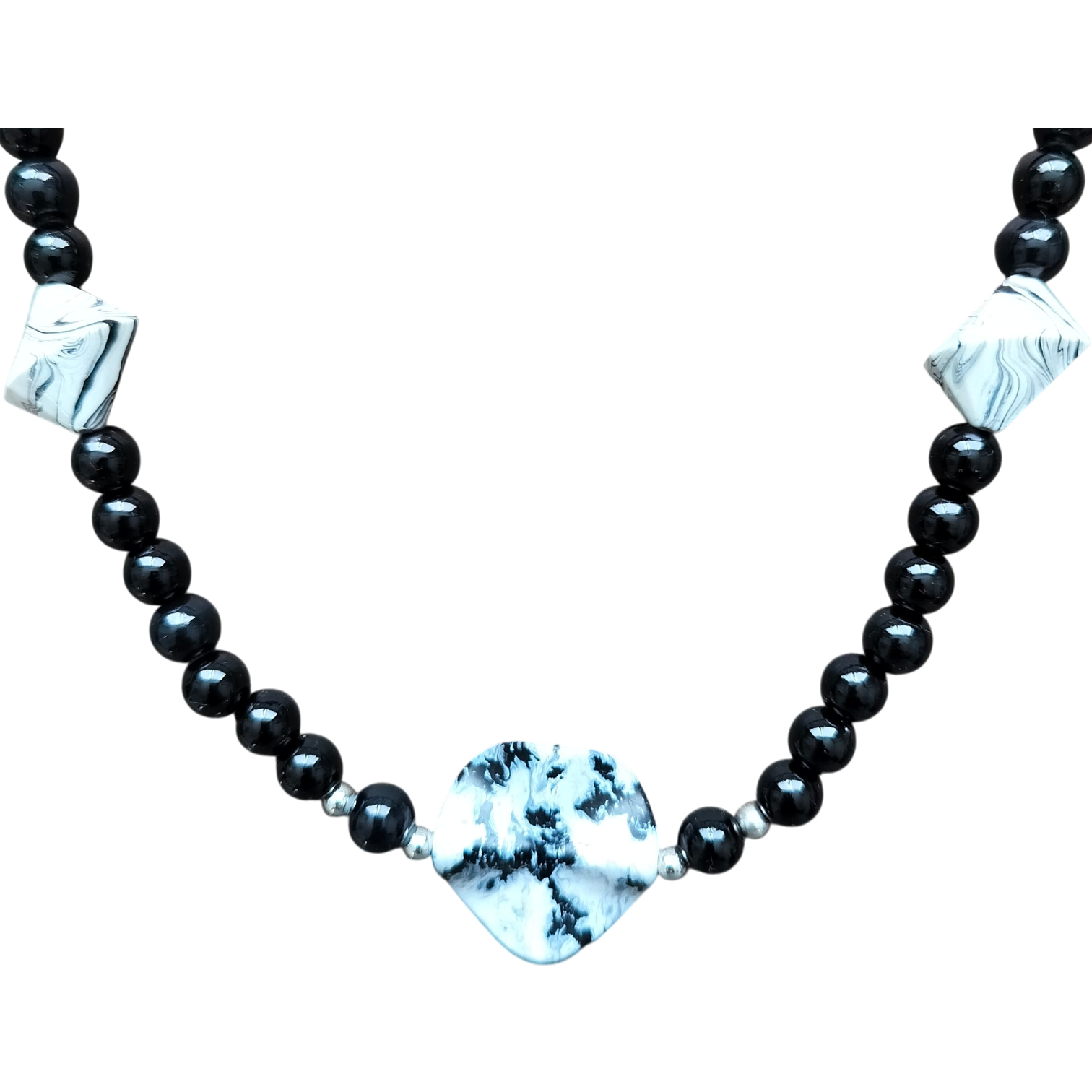Ketting zwart met gecentreerde platte gemêleerde disk