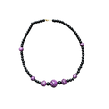Ketting zwart gecombineerd met grote ronde paarse kraal