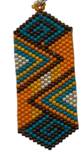 Oorbel langwerpig turquoise & oranje